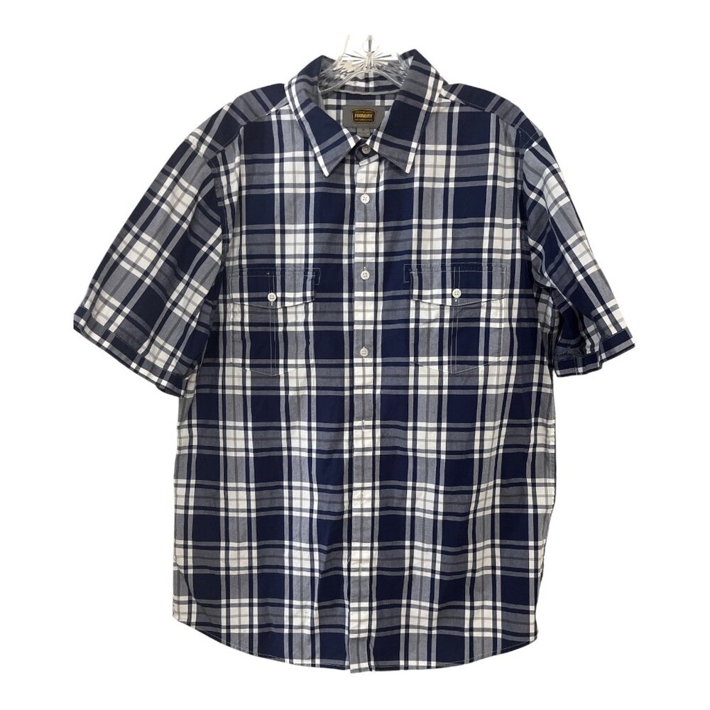 Vtg 2010s The Foundry Supply Co. Men’s LT Short Sleeve Shirt – Navy Plaid, 100%